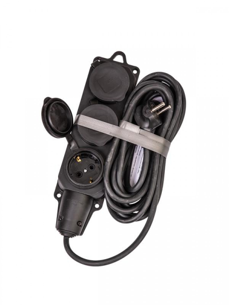 Удлинитель на каучуковой колодке 3х5м 16А IP44 250В 4кВт каучук КГ 3х2.5 черн. УХз16 Россия КОСМОС YKsm5m-3g(16A)KG-B ТехноИмпульс