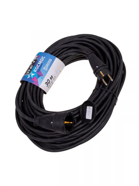 Удлинитель-шнур 1х30м 16А IP44 250В 4кВт черн. каучук КГ 3х2.5 УХз16 Россия КОСМОС YSHKsm30m-1g(16A)KG ТехноИмпульс