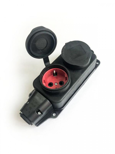 Колодка удлинителя 2-м 16А IP44 с заземл. каучук черн. КОСМОС KKsm-2g-Z-IP(B)16A ТехноИмпульс