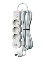 Удлинитель 3х5м с заземл. 10А IP20 USB 2800Вт 220В ПВС 3х1 с выкл. бел. КОСМОС YKsm5m3g-Z-VU10А-W ТехноИмпульс