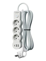 Удлинитель 3х3м с заземл. 10А IP20 USB 2800Вт 220В ПВС 3х1 с выкл. бел. КОСМОС YKsm3m3g-Z-VU10А-W ТехноИмпульс