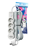 Удлинитель 3х3м с заземл. 10А IP20 USB 2800Вт 220В ПВС 3х1 с выкл. бел. КОСМОС YKsm3m3g-Z-VU10А-W ТехноИмпульс
