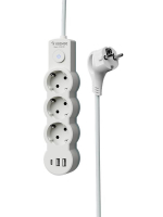 Удлинитель 3х3м с заземл. 10А IP20 USB 2800Вт 220В ПВС 3х1 с выкл. бел. КОСМОС YKsm3m3g-Z-VU10А-W ТехноИмпульс
