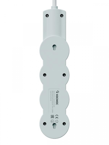 Удлинитель 3х1.5м с заземл. 10А IP20 USB 2800Вт 220В ПВС 3х1 с выкл. бел. КОСМОС YKsm1.5m3g-Z-VU10А-W ТехноИмпульс