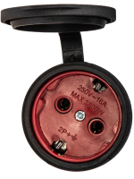 Розетка 16А IP44 прямая с заземл. каучук красн. КОСМОС RKsm-Z-IP(R)16A ТехноИмпульс