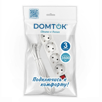 Удлинитель 4х3х16А IP20 3х1 с выкл. бел. DOMTOK 2499 ТехноИмпульс
