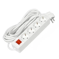 Удлинитель 4х5м с заземл. 16А IP20 3х1 с выкл. бел. DOMTOK 2500 ТехноИмпульс