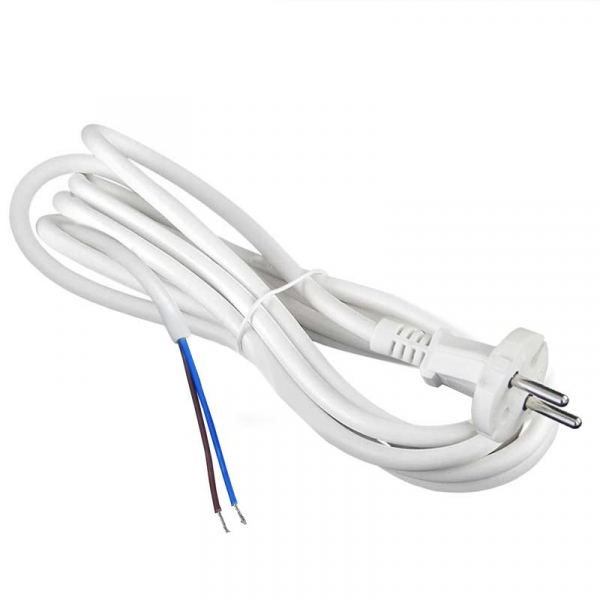 Шнур сетевой с вилкой 3м без заземл. 10А ПВС 2х1 бел. DOMTOK 2772 ТехноИмпульс