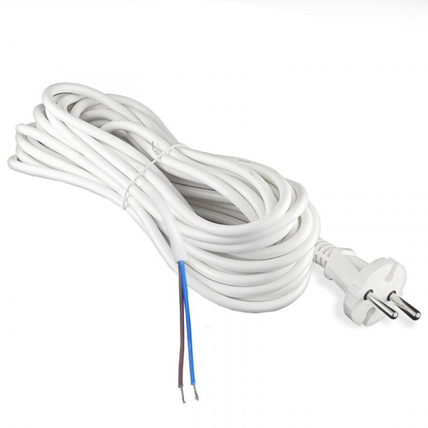 Шнур сетевой с вилкой 5м без заземл. 10А ПВС 2х1 бел. DOMTOK 2773 ТехноИмпульс