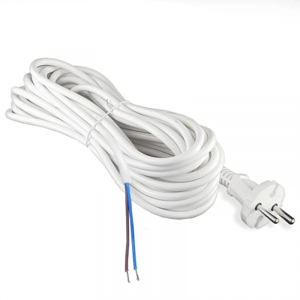 Шнур сетевой с вилкой 5м без заземл. 10А ПВС 2х1 бел. DOMTOK 2773 ТехноИмпульс