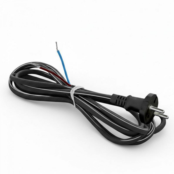 Шнур сетевой с вилкой 2м без заземл. 10А ПВС 2х1 черн. DOMTOK 2774 ТехноИмпульс