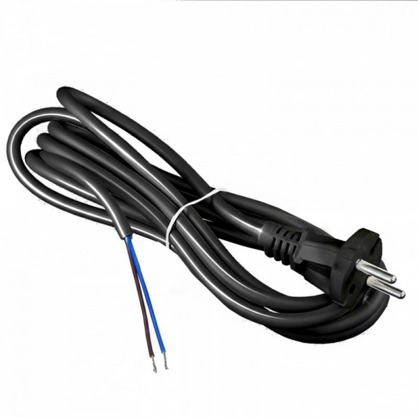 Шнур сетевой с вилкой 3м без заземл. 10А ПВС 2х1 черн. DOMTOK 2775 ТехноИмпульс