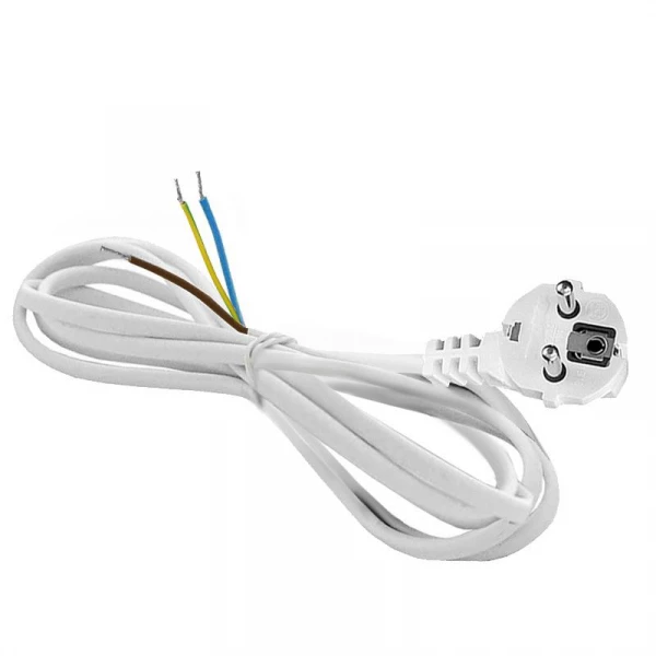 Шнур сетевой с вилкой 2м с заземл. 10А ПВС 3х1 бел. DOMTOK 2777 ТехноИмпульс