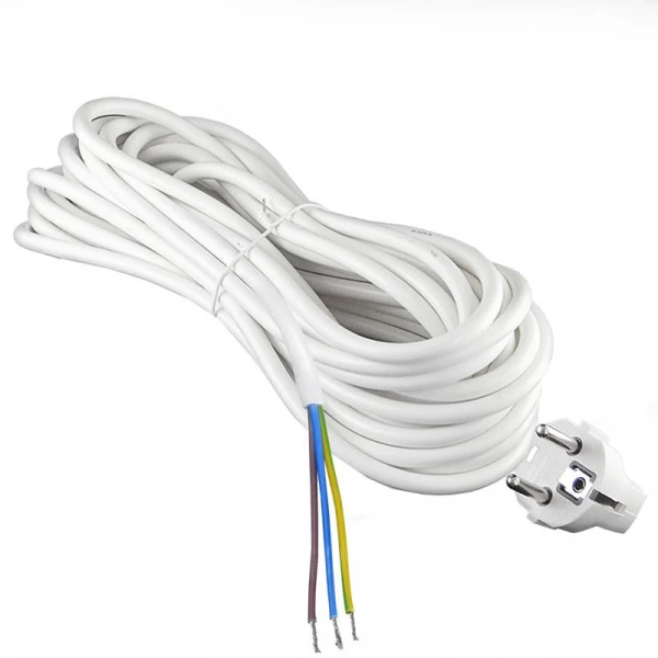 Шнур сетевой с вилкой 5м с заземл. 10А ПВС 3х1 бел. DOMTOK 2779 ТехноИмпульс