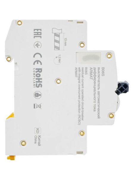 Выключатель автоматический дифференциального тока 2п (1P+N) C 32А 30мА тип AC АВДТ B06S 18мм ARMAT IEK AR-B06S-1N-C32C030 ТехноИмпульс