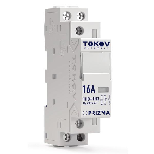 Контактор модульный 18мм 16А 230В АС 1НО 1НЗ PRIZMA TOKOV ELECTRIC TKE-PZ-MC-1-16-230-11 ТехноИмпульс