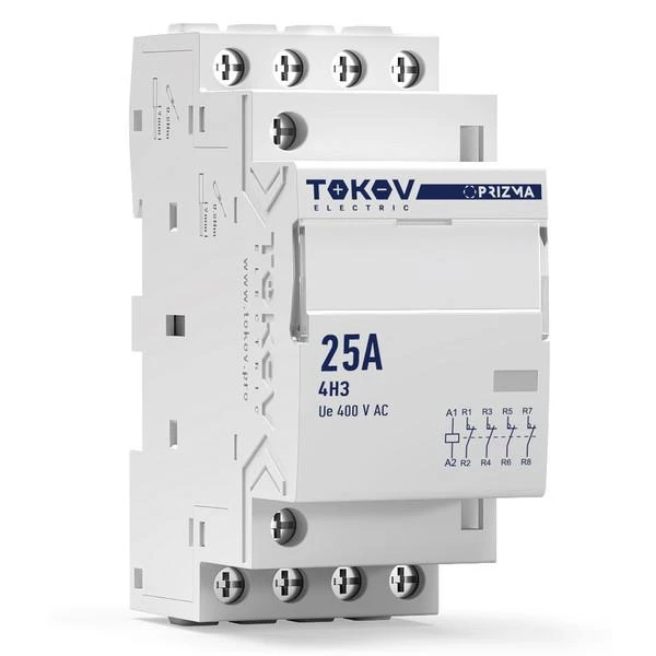 Контактор модульный 36мм 25А 230В АС 4НЗ PRIZMA TOKOV ELECTRIC TKE-PZ-MC-2-25-230-04 ТехноИмпульс