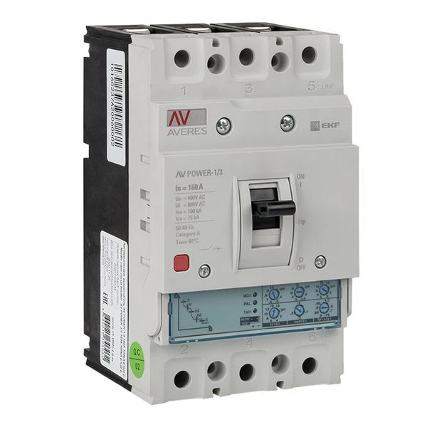 Выключатель автоматический 3п 160А 50кА AV POWER-1/3 ETU2.0 AVERES EKF mccb-13-160-2.0-av ТехноИмпульс