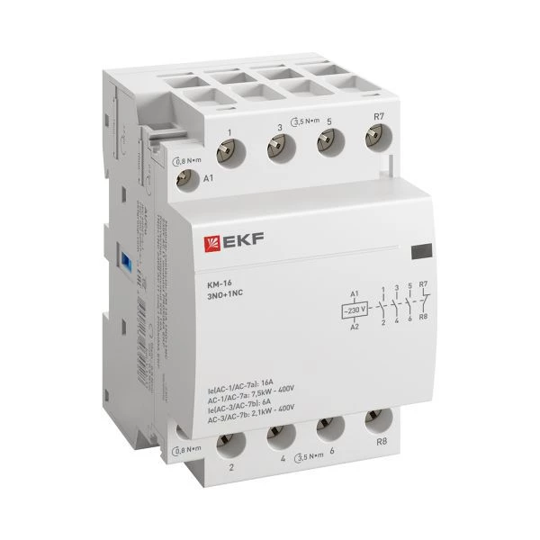 Контактор модульный КМ 16А 3NО+NC (3 мод.) EKF km-3-16-31 ТехноИмпульс