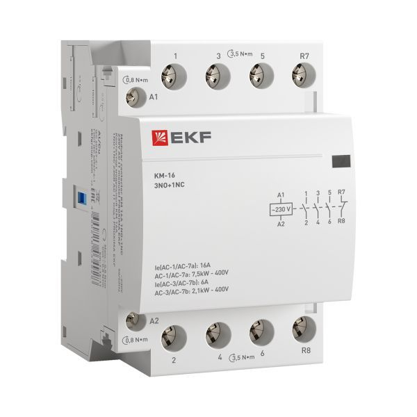 Контактор модульный КМ 16А 3NО+NC (3 мод.) EKF km-3-16-31 ТехноИмпульс