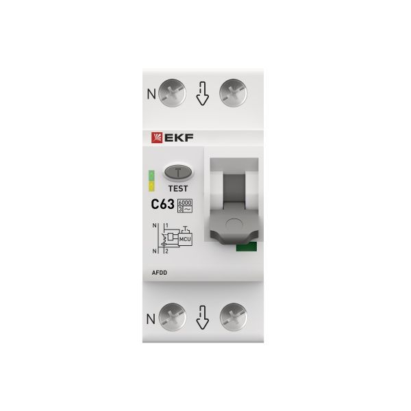 Устройство защиты от дугового пробоя (УЗДП) 1P+N C 63А 6кА с авт. выкл. PROxima EKF afdd-2-63C-pro ТехноИмпульс