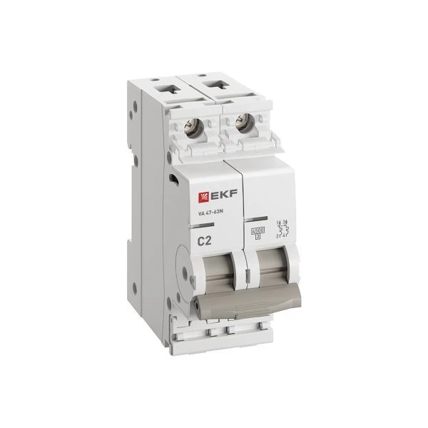 Выключатель автоматический 2п C 2А 4.5кА ВА 47-63N PROxima EKF M634202C ТехноИмпульс