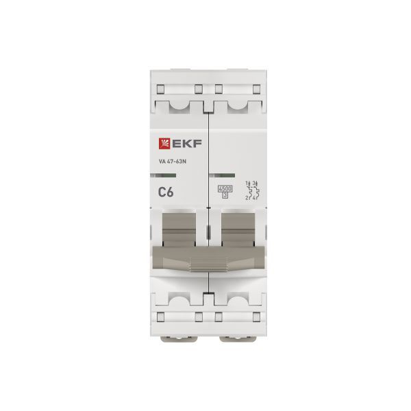 Выключатель автоматический 2п C 6А 4.5кА ВА 47-63N PROxima EKF M634206C ТехноИмпульс