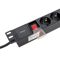 Блок PDU TERACOM PRO 19дюйм 1U 16А/250В 8 роз. Schuko с выключат. шнур 2м 3х1.5кв.мм вилка Schuko корпус пластик черн. EKF TRP-HPD-LSP-16A-8SH-2MSH ТехноИмпульс