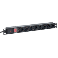 Блок PDU TERACOM PRO 19дюйм 1U 16А/250В 8 роз. Schuko с выключат. шнур 2м 3х1.5кв.мм вилка Schuko корпус пластик черн. EKF TRP-HPD-LSP-16A-8SH-2MSH ТехноИмпульс