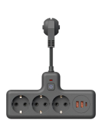 Удлинитель с сетевым фильтром 3х0.3м 10А 2USB + 1USBC 2500Вт ПВС 3х1 компакт черн. КОСМОС FRKsm0.3m-3g(B)USB ТехноИмпульс