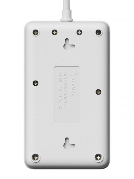 Удлинитель с сетевым фильтром 3х3м 10А 4USB + 2USBC 2500Вт ПВС 3х1 прямоуг. бел. КОСМОС FKsm3m-3gPF(W)USB ТехноИмпульс