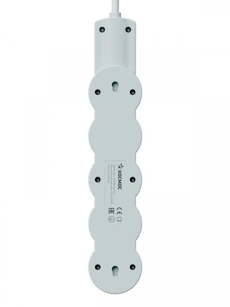 Удлинитель 3х5м с заземл. 10А IP20 USB 2500Вт 220В ПВС 3х1 с выкл. бел. КОСМОС YKsm5m4g-Z-VU10А-W ТехноИмпульс