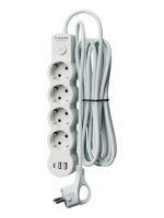 Удлинитель 3х3м с заземл. 10А IP20 USB 2500Вт 220В ПВС 3х1 с выкл. бел. КОСМОС YKsm3m4g-Z-VU10А-W ТехноИмпульс