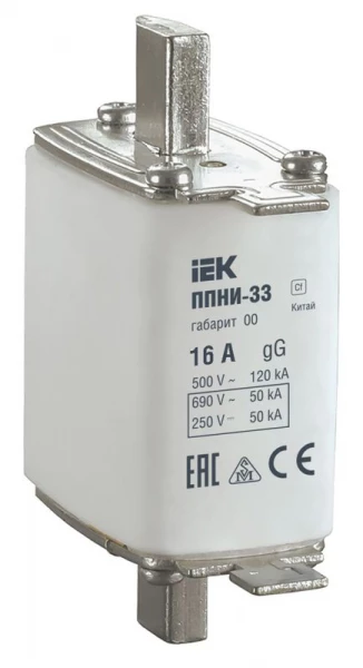 Вставка плавкая ППНИ-33 16А габарит 00 IEK DPP10-016 ТехноИмпульс