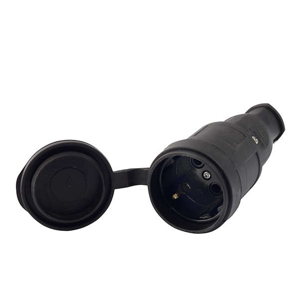 Разъем штепсельный 1х16А 2P+PE 220-240В IP44 с заглушкой каучук LEZARD 106-0400-0102/102 ТехноИмпульс