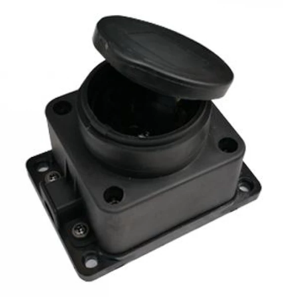 Розетка 1-м 16А IP44 с защ. крышкой настен. с заземл. каучук 9321 черн. IN HOME 4690612010250 ТехноИмпульс