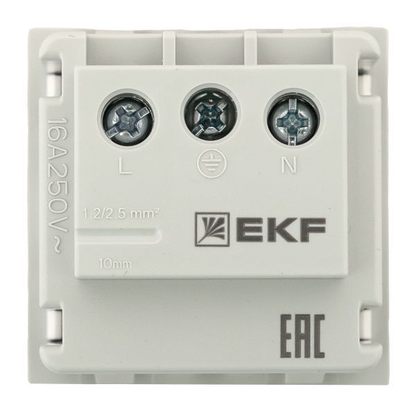 Розетка 1-м 2мод. C-Line РКС-20-30-П 45х45 с заземл. бел. EKF E2MR16-028-10 ТехноИмпульс