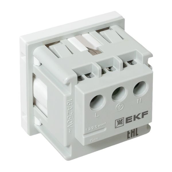 Розетка 1-м 2мод. C-Line РКС-20-30-П 45х45 с заземл. бел. EKF E2MR16-028-10 ТехноИмпульс