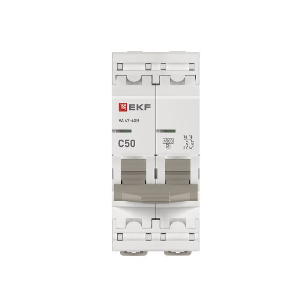 Выключатель автоматический модульный 2п C 50А 4.5кА ВА 47-63N PROxima EKF M634250C ТехноИмпульс