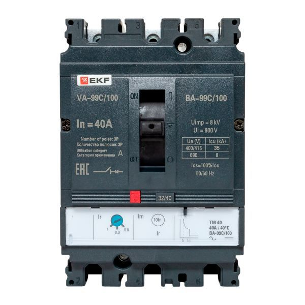 Выключатель автоматический 3п 100/40А 36кА ВА-99C Compact NS PROxima EKF mccb99C-100-40 ТехноИмпульс