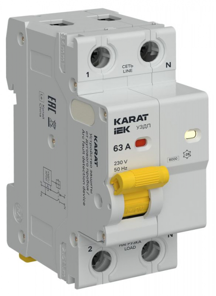 Устройство защиты от дугового пробоя (УЗДП) 1P+N 63А KARAT IEK KA-DP10-1-063 ТехноИмпульс