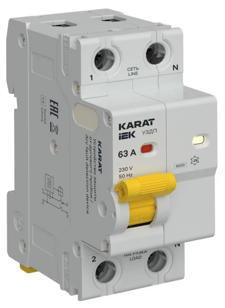 Устройство защиты от дугового пробоя (УЗДП) 1P+N 63А KARAT IEK KA-DP10-1-063 ТехноИмпульс