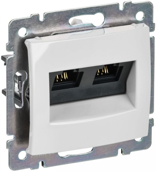 Розетка компьютерная 2-м СП Valena RJ45 кат.5E UTP на захватах механизм бел. IEK 774231 ТехноИмпульс