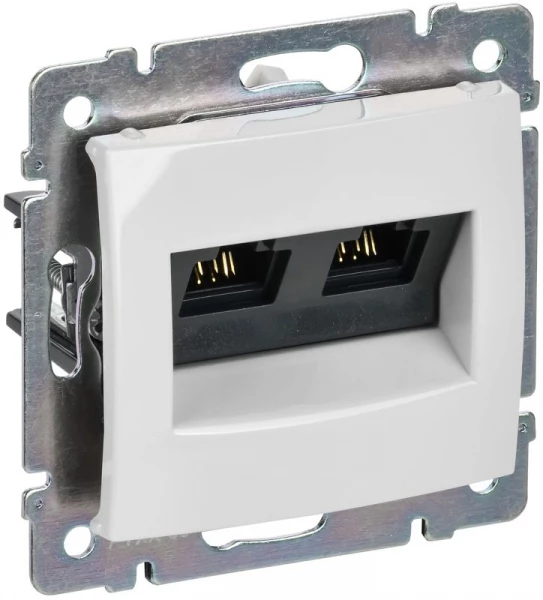 Розетка компьютерная 2-м СП Valena RJ45 кат.5E UTP на захватах механизм бел. IEK 774231 ТехноИмпульс
