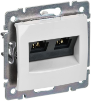 Розетка компьютерная 2-м СП Valena RJ45 кат.5E UTP IP20 на захватах механизм бел. IEK 774231 ТехноИмпульс