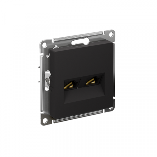 Розетка компьютерная 2-м AtlasDesign RJ45 кат.6A механизм карбон SE ATN001088 ТехноИмпульс