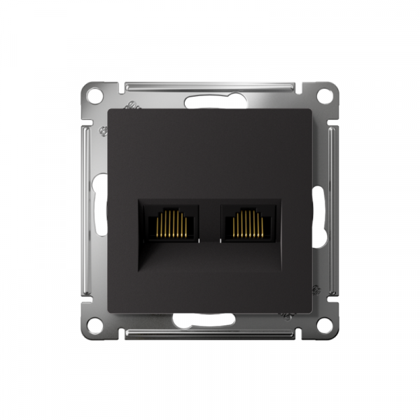 Розетка компьютерная 2-м AtlasDesign RJ45 кат.6A механизм карбон SE ATN001088 ТехноИмпульс
