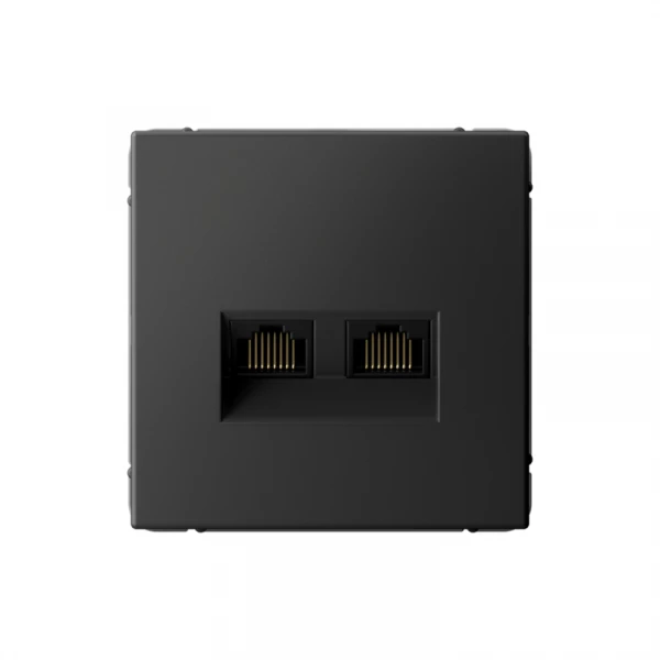 Розетка компьютерная 2-м ArtGallery RJ45 + RJ45 кат.5E механизм базальт SE GAL001485 ТехноИмпульс