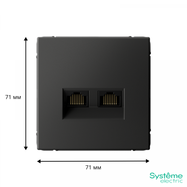 Розетка компьютерная 2-м ArtGallery RJ45 + RJ45 кат.5E механизм базальт SE GAL001485 ТехноИмпульс