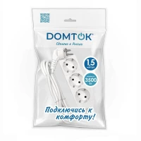 Удлинитель 3х1.5м с заземл. 16А IP20 3.5кВт ПВС 3х1 бел. DOMTOK 2389 ТехноИмпульс